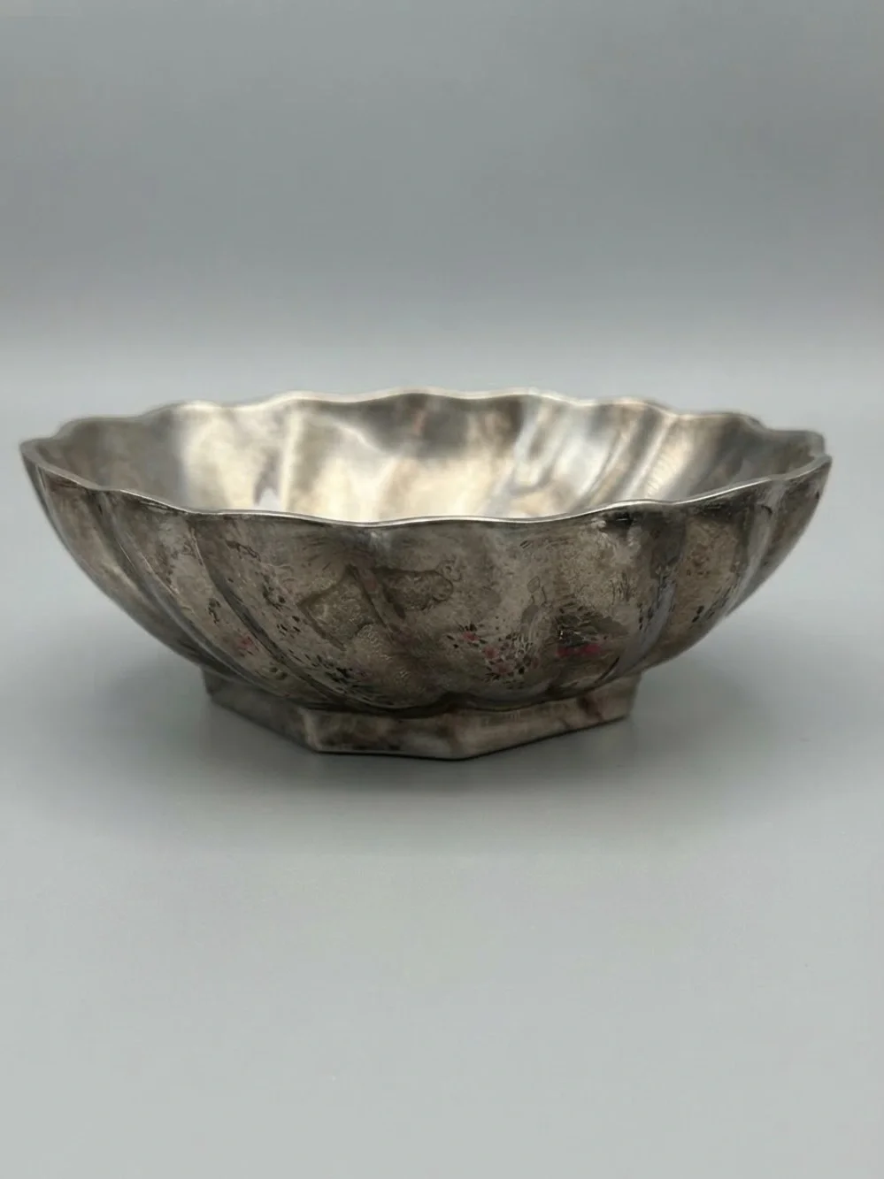 Wilton Armetale Eddy Small Bowl Pewter Square Fluted Scalloped Edge 7”